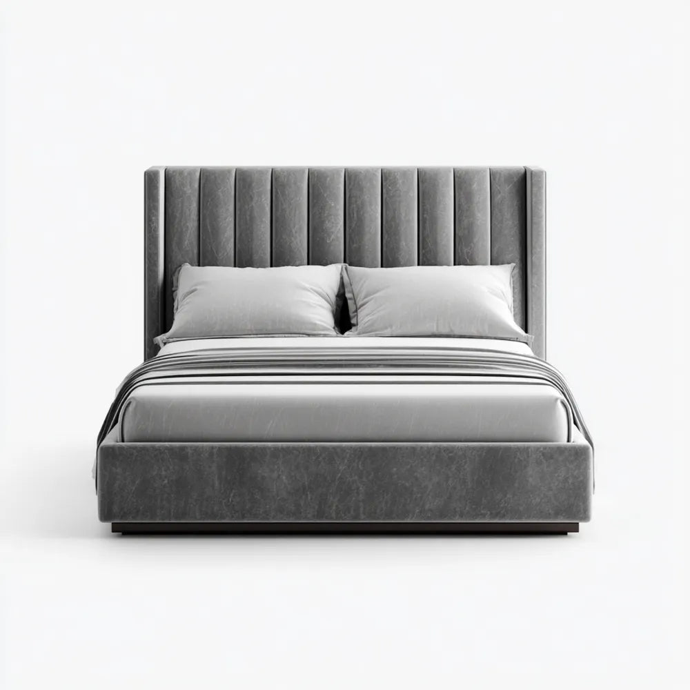 Double Bed Velvet Upholstery 200x160x110 cm - Dark Grey - Modern Design