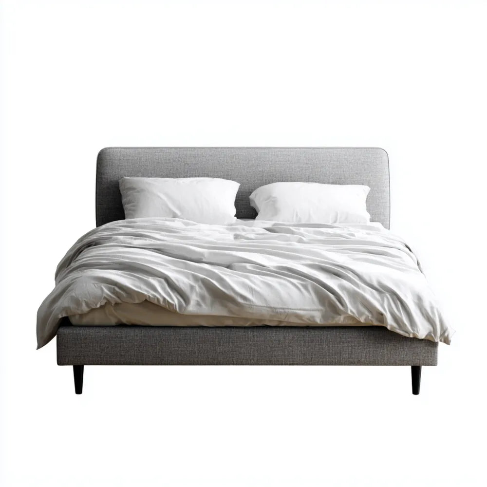 Double Bed Upholstered Fabric 200x150x90 cm - Light Gray - Modern Design