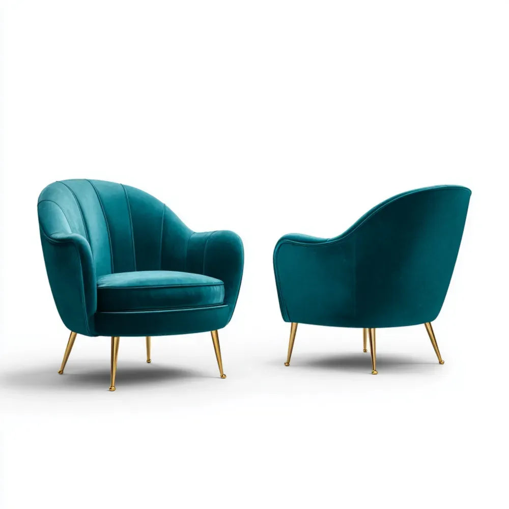 Armchair Velvet Upholstery 80x75x85 cm - Teal - Modern Design
