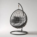 Hanging Egg Chair - Rattan 120x120x135 cm – Grey Cushion – Indoor/Outdoor Relaxation